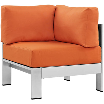 Shore 6 Piece Outdoor Patio Aluminum Sectional Sofa Set in Silver Orange by Modway (2561)