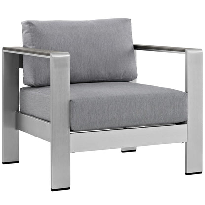 Shore 4 Piece Outdoor Patio Aluminum Sectional Sofa Set in Silver Gray by Modway (2563)