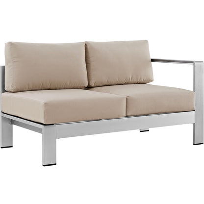 Shore 5 Piece Outdoor Patio Aluminum Sectional Sofa Set in Silver Beige by Modway (2564)