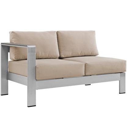Shore 6 Piece Outdoor Patio Aluminum Sectional Sofa Set in Silver Beige by Modway (2565)