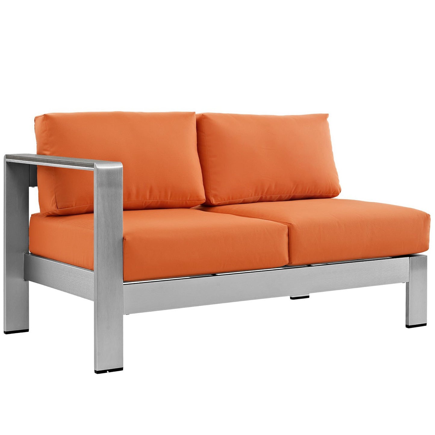 Shore 6 Piece Outdoor Patio Aluminum Sectional Sofa Set in Silver Orange by Modway (2565)