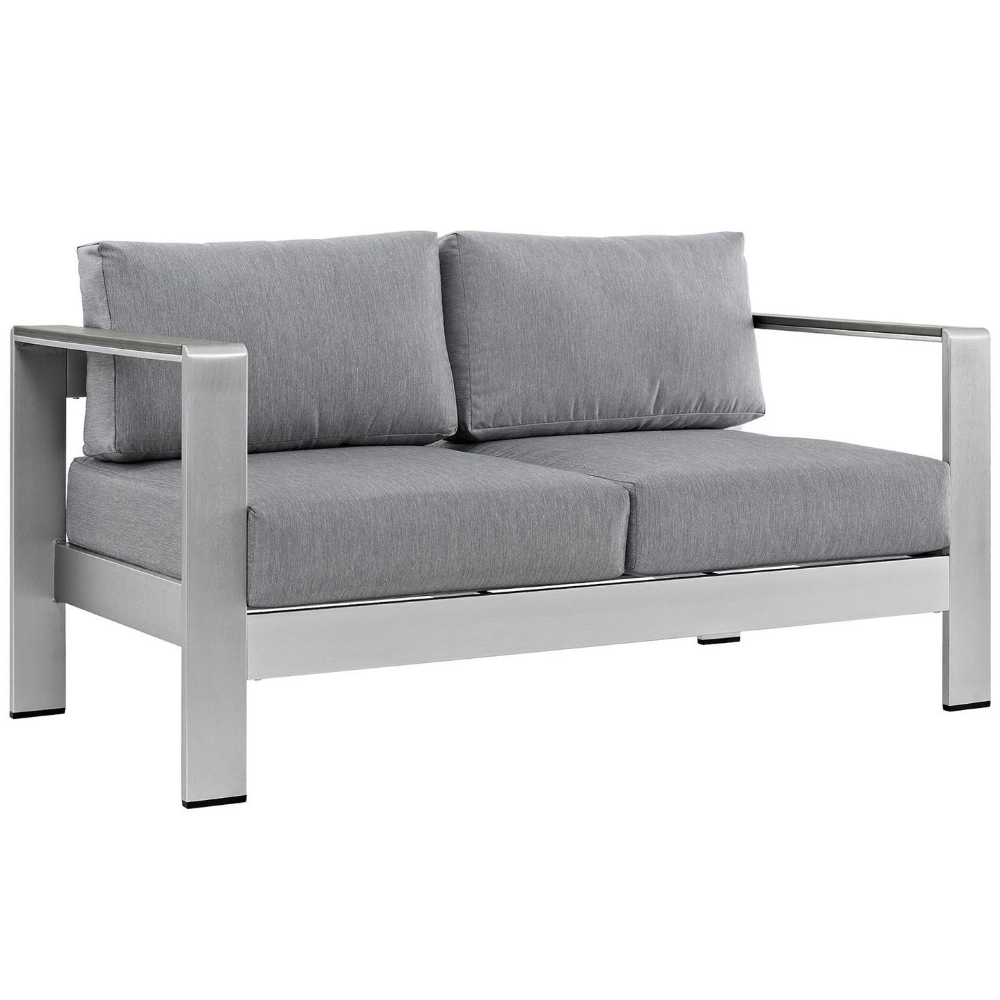 Shore 6 Piece Outdoor Patio Aluminum Sectional Sofa Set in Silver Gray by Modway (2568)