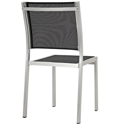 Shore 9 Piece Outdoor Patio Aluminum Dining Set in Silver Black by Modway (2583)