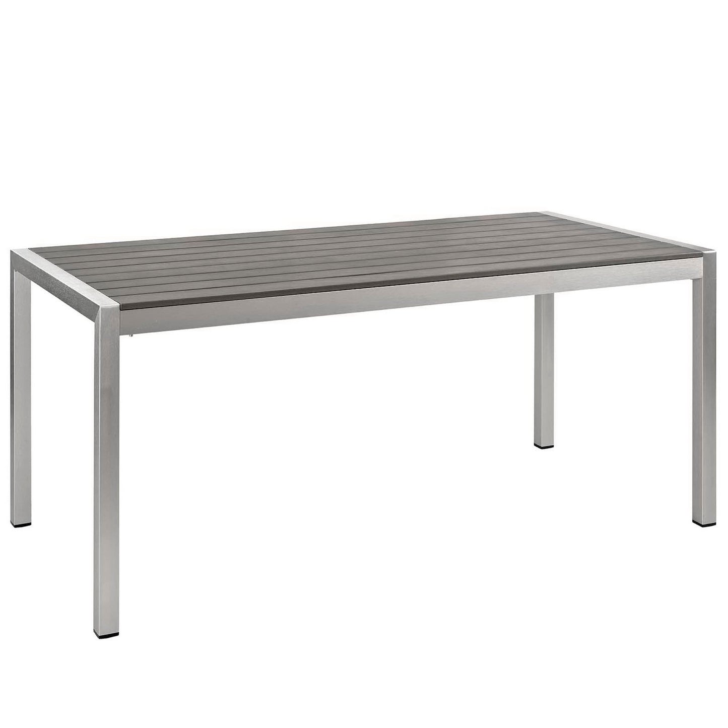 Shore 9 Piece Outdoor Patio Aluminum Dining Set in Silver Black by Modway (2583)