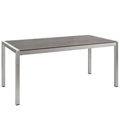 Shore 9 Piece Outdoor Patio Aluminum Dining Set in Silver Black by Modway (2583)