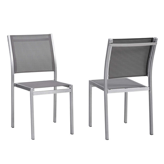Shore Outdoor Patio Aluminum Side Chair (Set of 2) in Silver Gray by Modway