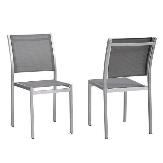 Shore Outdoor Patio Aluminum Side Chair (Set of 2) in Silver Gray by Modway
