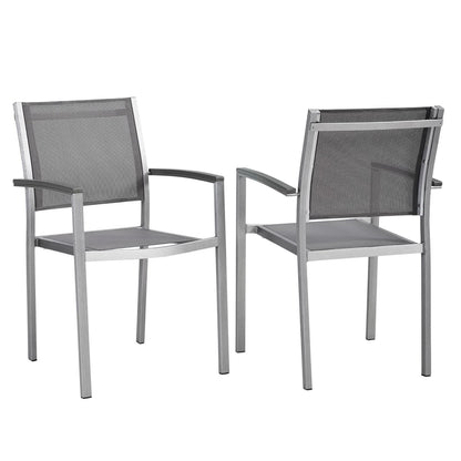 Shore Outdoor Patio Aluminum Dining Chair Set of 2 in Silver Gray by Modway (2586)