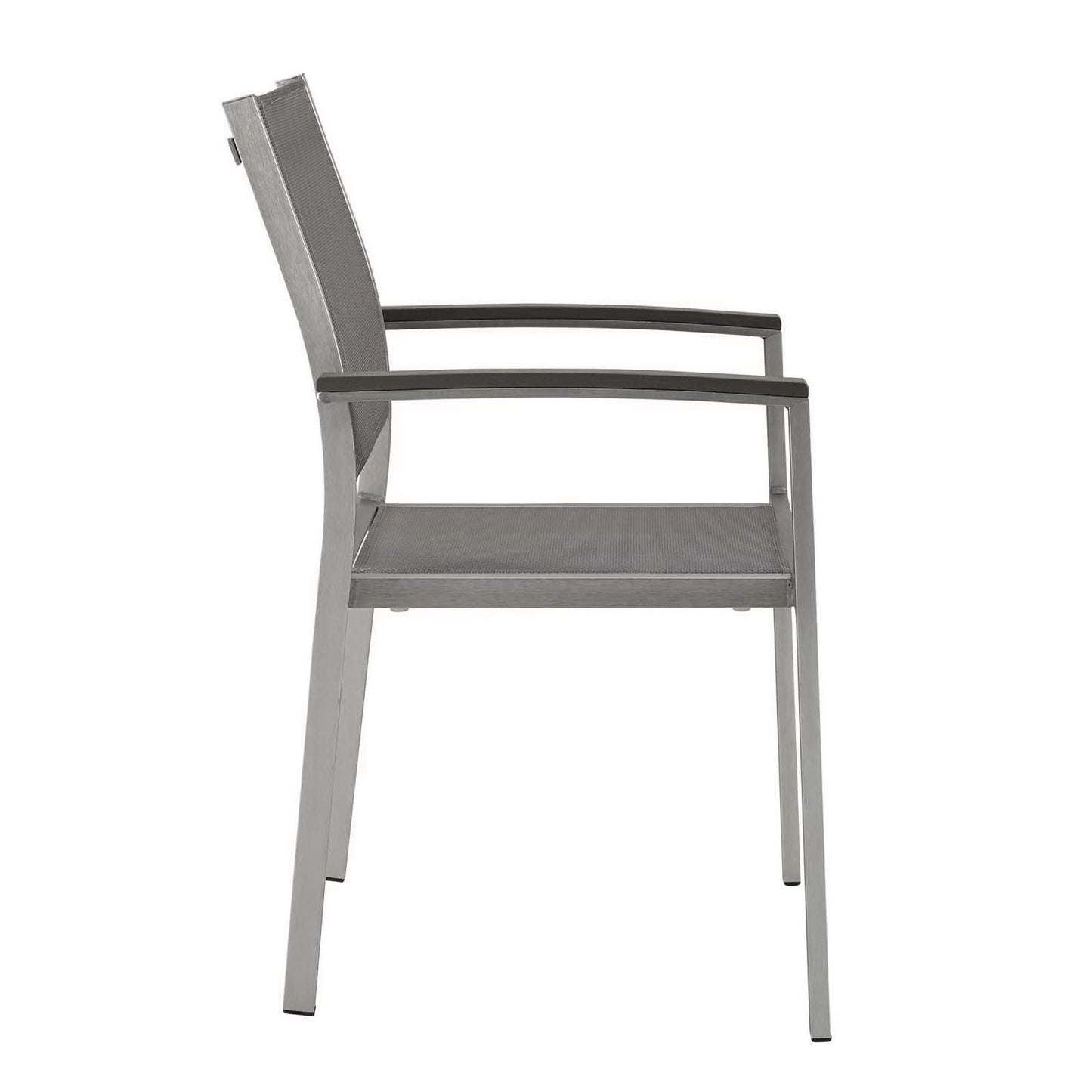 Shore Outdoor Patio Aluminum Dining Chair Set of 2 in Silver Gray by Modway (2586)