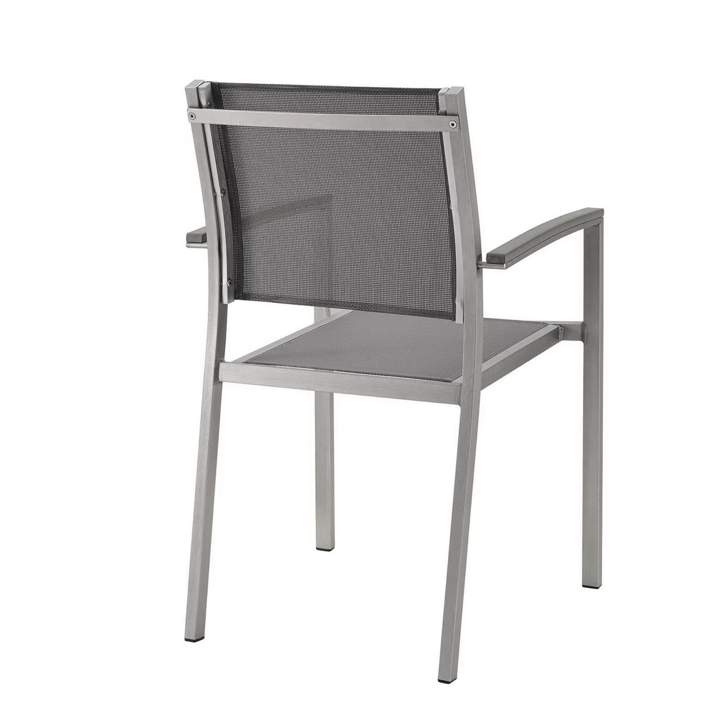 Shore Outdoor Patio Aluminum Dining Chair Set of 2 in Silver Gray by Modway (2586)
