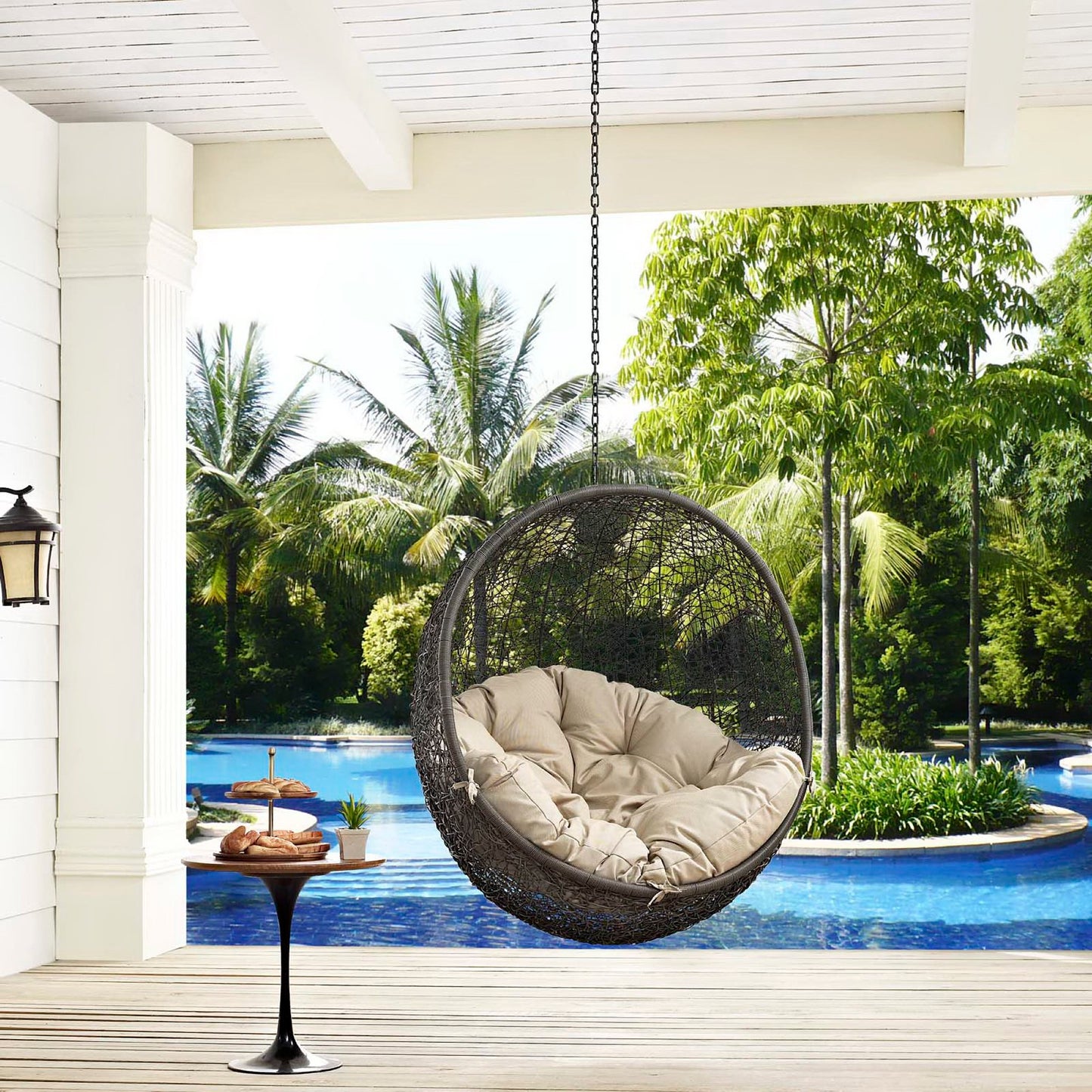 Hide Outdoor Patio Swing Chair Without Stand in Gray Beige by Modway (2654)