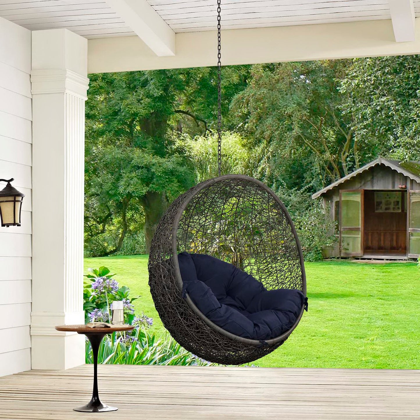 Hide Outdoor Patio Swing Chair Without Stand in Gray Navy by Modway (2654)