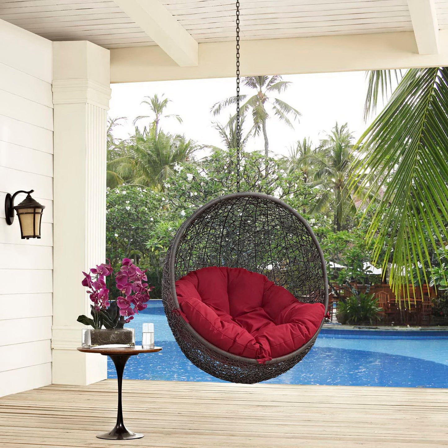 Hide Outdoor Patio Swing Chair Without Stand in Gray Red by Modway (2654)