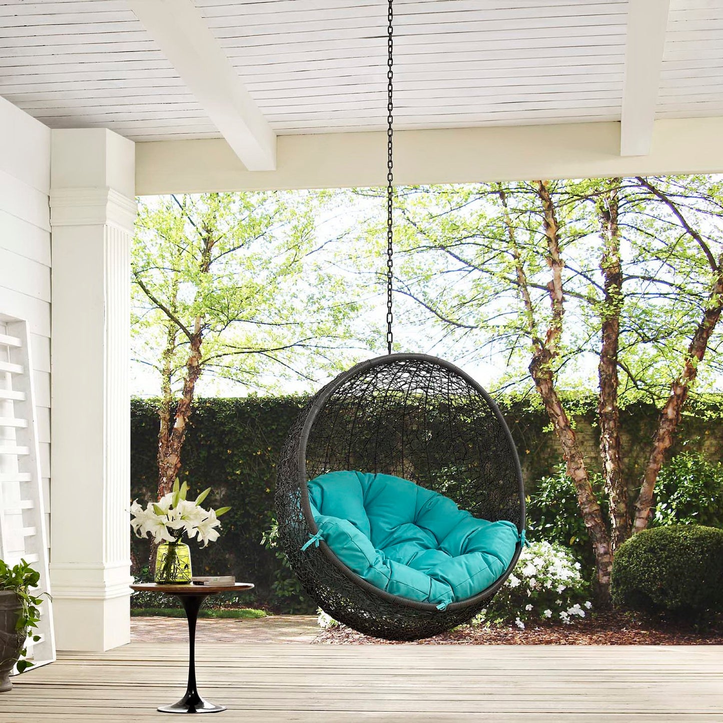 Hide Outdoor Patio Swing Chair Without Stand in Gray Turquoise by Modway (2654)
