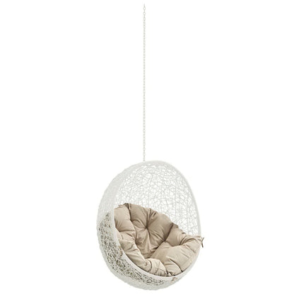 Hide Outdoor Patio Swing Chair Without Stand in White Beige by Modway (2654)