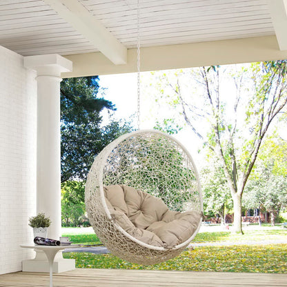 Hide Outdoor Patio Swing Chair Without Stand in White Beige by Modway (2654)