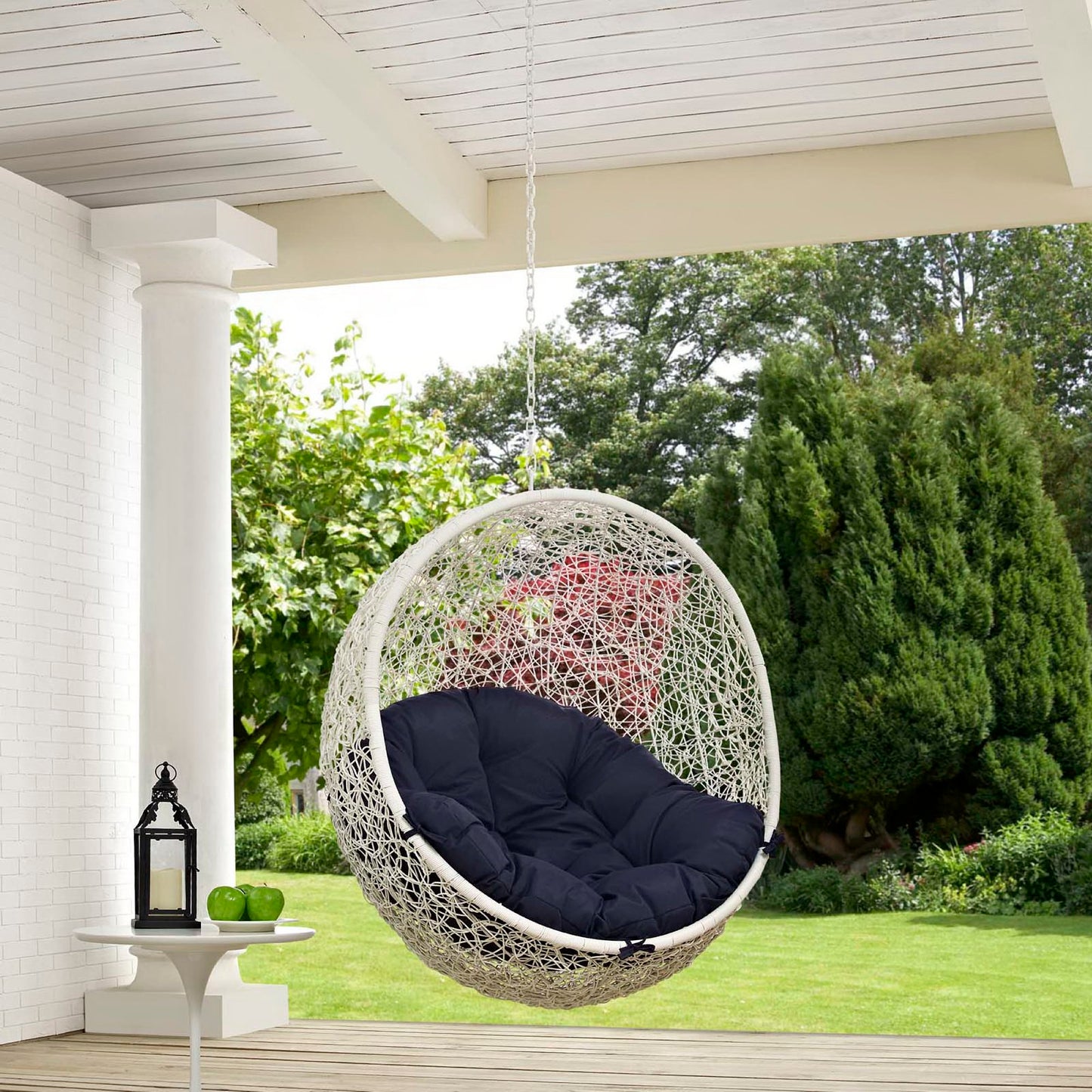 Hide Outdoor Patio Swing Chair Without Stand in White Navy by Modway (2654)