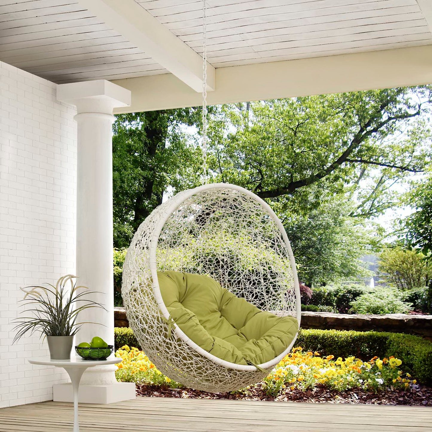 Hide Outdoor Patio Swing Chair Without Stand in White Peridot by Modway (2654)
