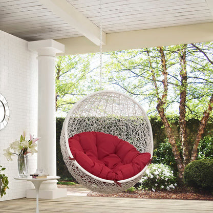 Hide Outdoor Patio Swing Chair Without Stand in White Red by Modway (2654)
