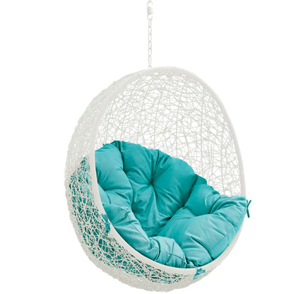 Hide Outdoor Patio Swing Chair Without Stand in White Turquoise by Modway (2654)