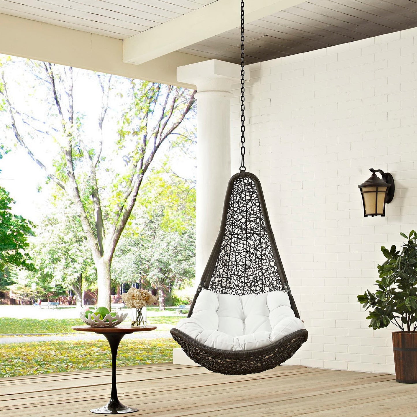 Abate Outdoor Patio Swing Chair Without Stand in Gray White by Modway (2657)