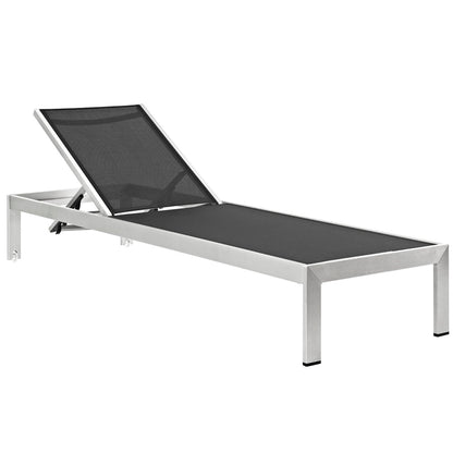 Shore Outdoor Patio Aluminum Chaise with Cushions in Silver Turquoise by Modway (2660)