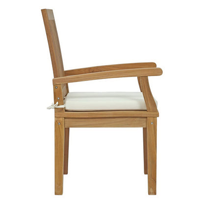 Marina Outdoor Patio Teak Dining Chair in Natural White by Modway (2701)