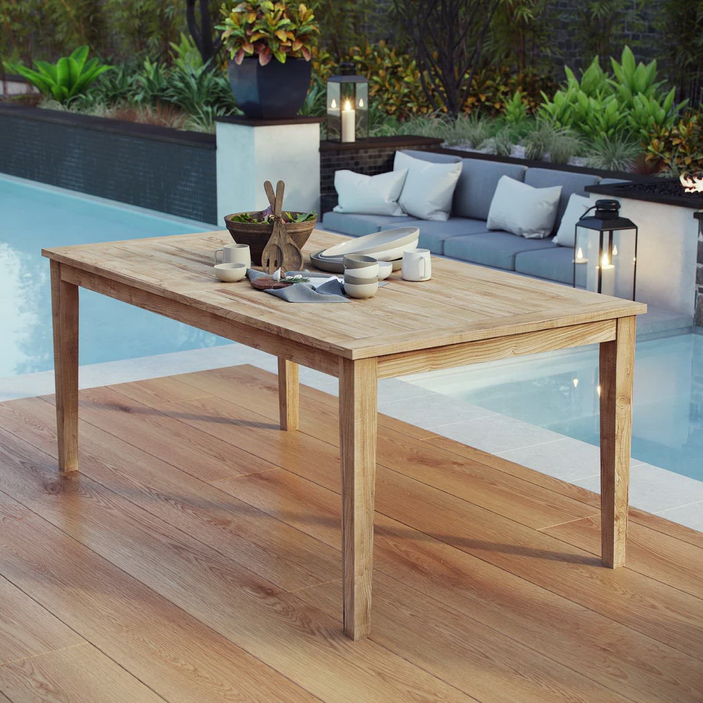 Marina Outdoor Patio Teak Dining Table in Natural by Modway (2717)