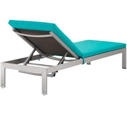 Shore Aluminum Chaise Lounge Set of 2 - Silver Turquoise by Modway