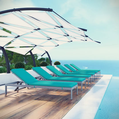 Shore Aluminum Chaise Lounge Set of 6 - Silver Turquoise by Modway