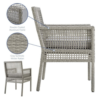 Aura Outdoor Patio Wicker Rattan Dining Armchair (Gray / Gray) by Modway Outdoor Patio Dining Armchair Set Modway 