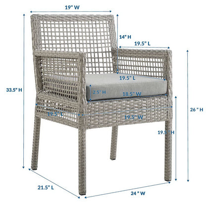 Aura Outdoor Patio Wicker Rattan Dining Armchair (Gray / Gray) by Modway Outdoor Patio Dining Armchair Set Modway 