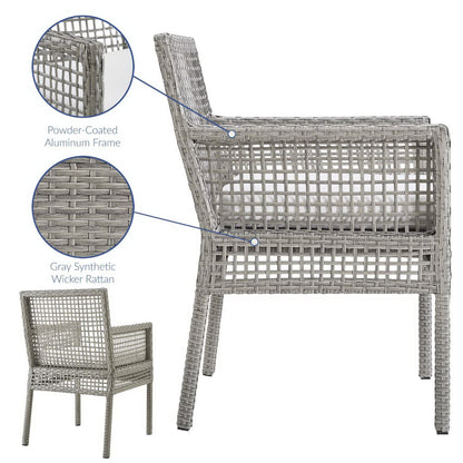Aura 7 Piece Outdoor Patio Wicker Rattan Dining Set in Gray White by Modway (3560)