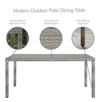 Aura 7 Piece Outdoor Patio Wicker Rattan Dining Set in Gray by Modway (3560)