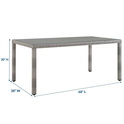 Aura 7 Piece Outdoor Patio Wicker Rattan Dining Set in Gray White by Modway (3560)