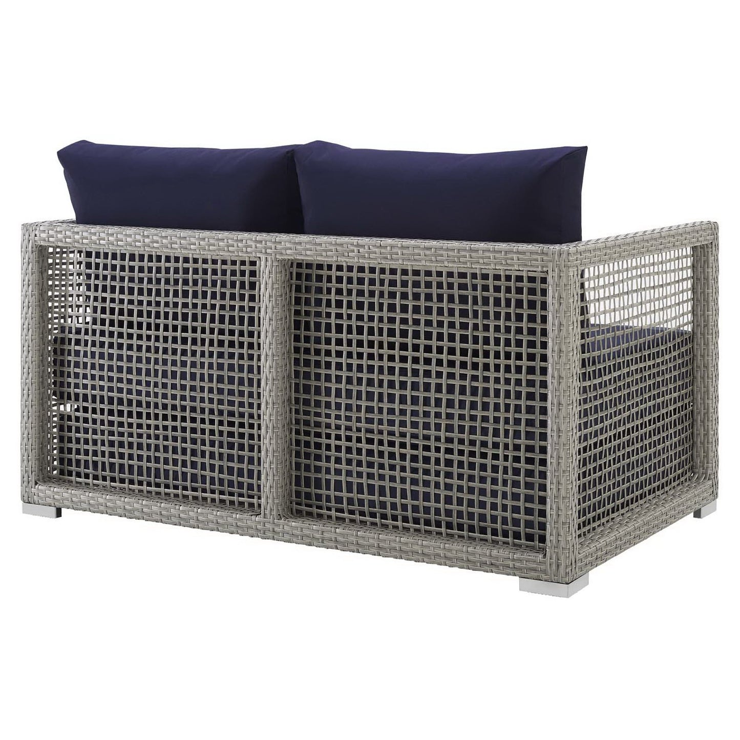Aura Outdoor Patio Wicker Rattan Loveseat in Gray Navy by Modway (2924)