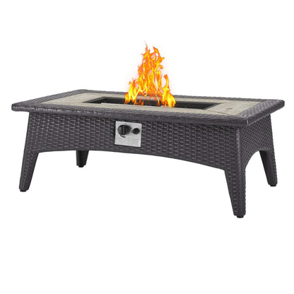 Splendor 43.5" Rectangle Outdoor Patio Fire Pit Table in Espresso by Modway (2991)