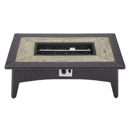 Convene 4 Piece Set Outdoor Patio with Fire Pit in Espresso White by Modway (EEI-3725)