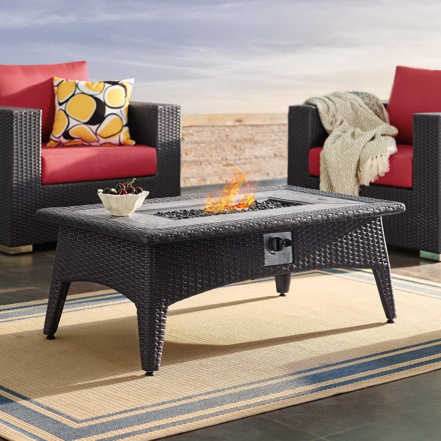 Splendor 43.5" Rectangle Outdoor Patio Fire Pit Table in Espresso by Modway (2991)
