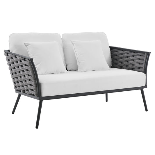 Stance Outdoor Patio Aluminum Loveseat in Gray White by Modway (3019)