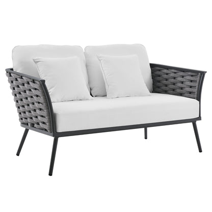 Stance Outdoor Patio Aluminum Loveseat in Gray White by Modway (3019)