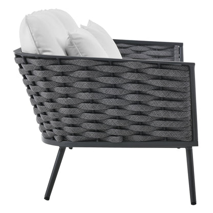 Stance Outdoor Patio Aluminum Loveseat in Gray White by Modway (3019)