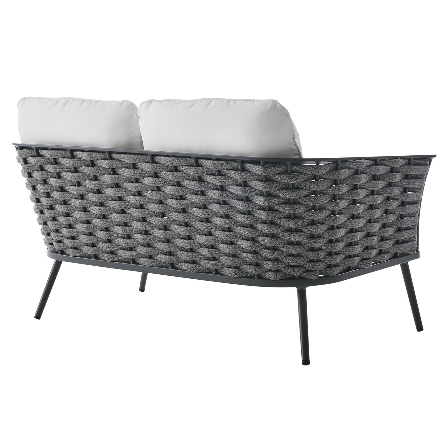 Stance Outdoor Patio Aluminum Loveseat in Gray White by Modway (3019)