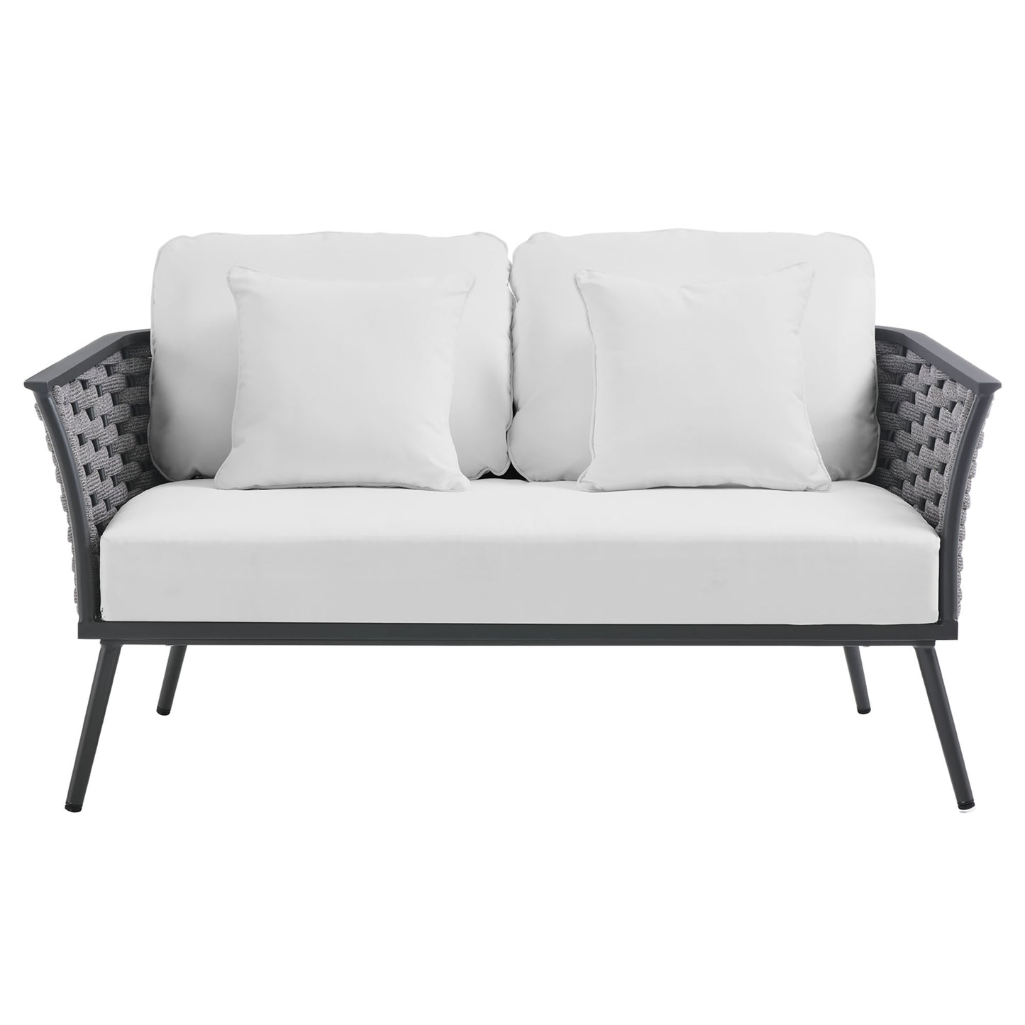 Stance Outdoor Patio Aluminum Loveseat in Gray White by Modway (3019)