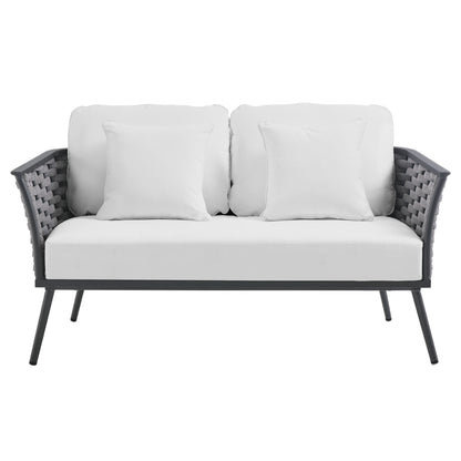 Stance Outdoor Patio Aluminum Loveseat in Gray White by Modway (3019)