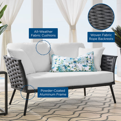 Stance Outdoor Patio Aluminum Loveseat in Gray White by Modway (3019)