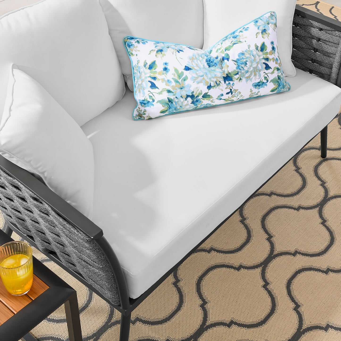Stance Outdoor Patio Aluminum Loveseat in Gray White by Modway (3019)