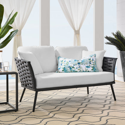 Stance Outdoor Patio Aluminum Loveseat in Gray White by Modway (3019)