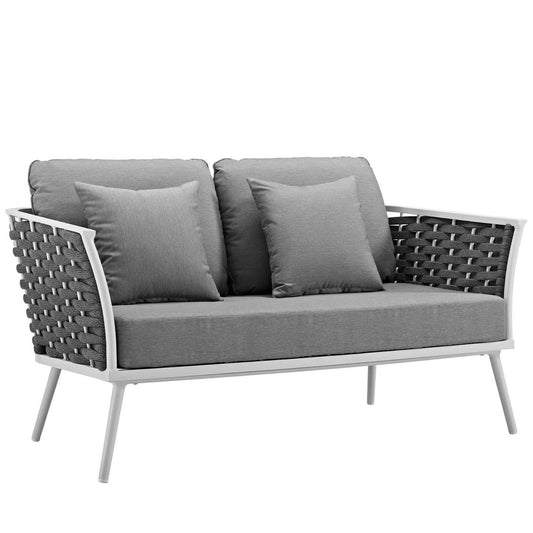 Stance Outdoor Patio Aluminum Loveseat in White Gray by Modway (3019)
