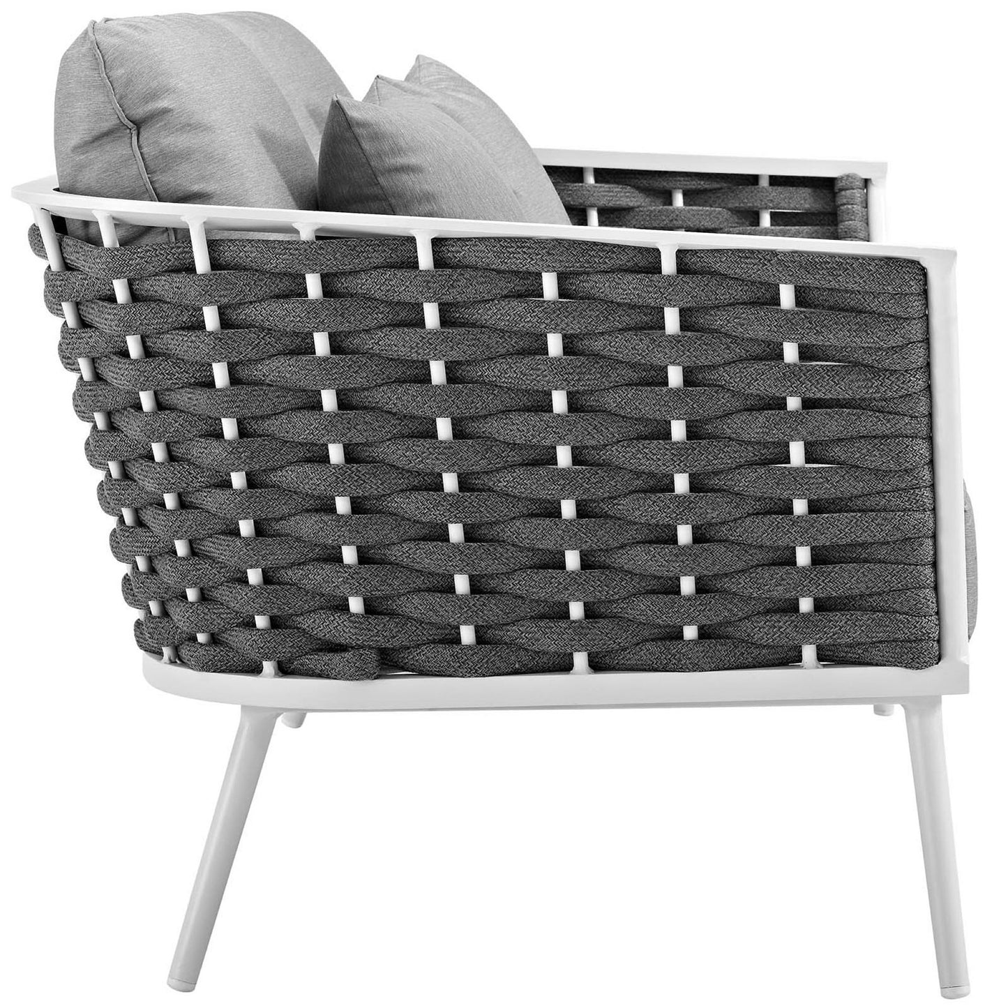 Stance Outdoor Patio Aluminum Loveseat in White Gray by Modway (3019)